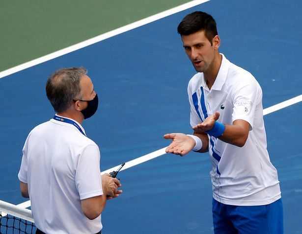 Novak Djokovic argued profusely with the match referee before he was defaulted