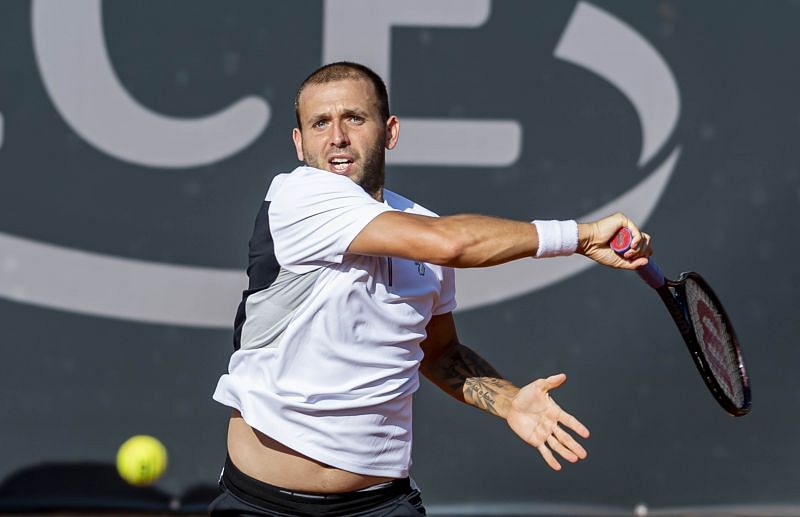 Dan Evans at the 2020 Hamburg Open.