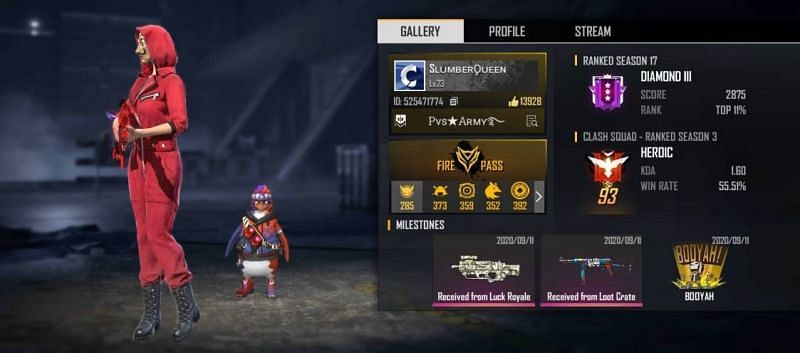 Slumber Queen&#039;s Free Fire ID, stats, K/D ratio and more
