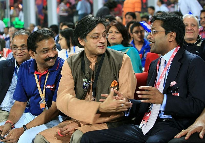 Shashi Tharoor with former IPL chairman Lalit Modi during IPL 2010. Image Credits: ESPNcricinfo