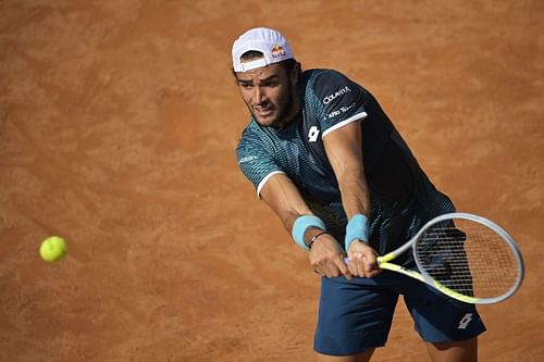 Matteo Berrettini in action at the Rome Masters