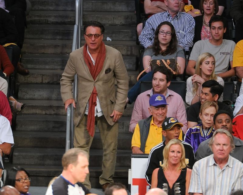 Andy Garcia pumped up at a LA Lakers game