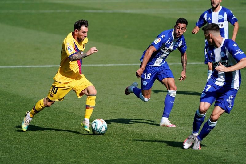 Lionel Messi in action against Alaves on the last matchday of the 2019-20 La Liga season.