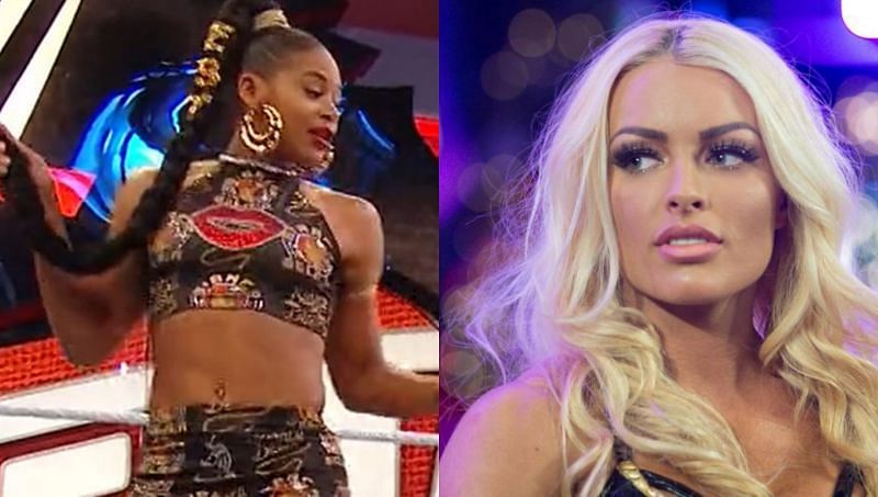 Bianca Belair in WWE; Mandy Rose has recently been traded to WWE RAW