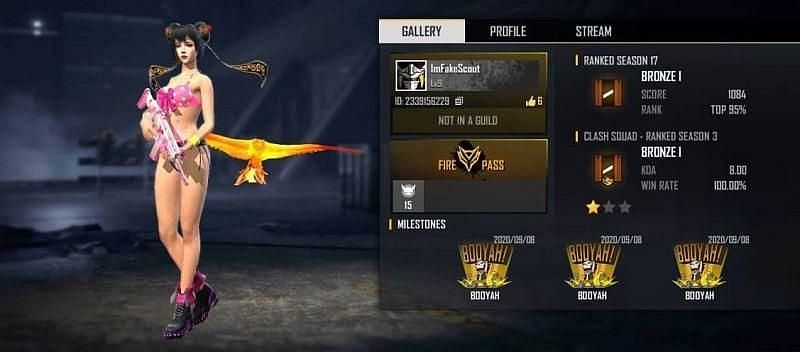 Scout&#039;s Free Fire ID Number, Stats, and more