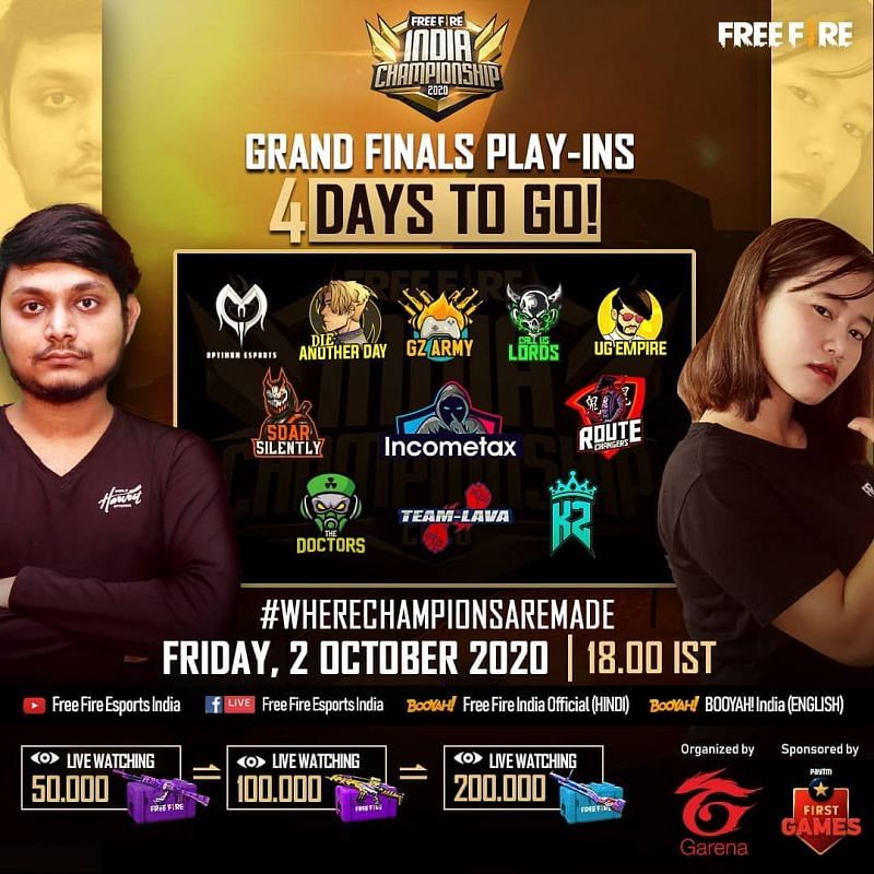 Free Fire India Championship 2020 Grand Finals Play-ins