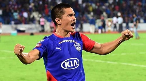 Sunil Chhetri celebrating a goal in the ISL (Photo: ISL)