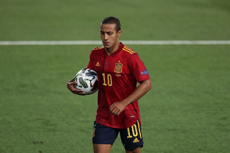 Thiago in action for Spain