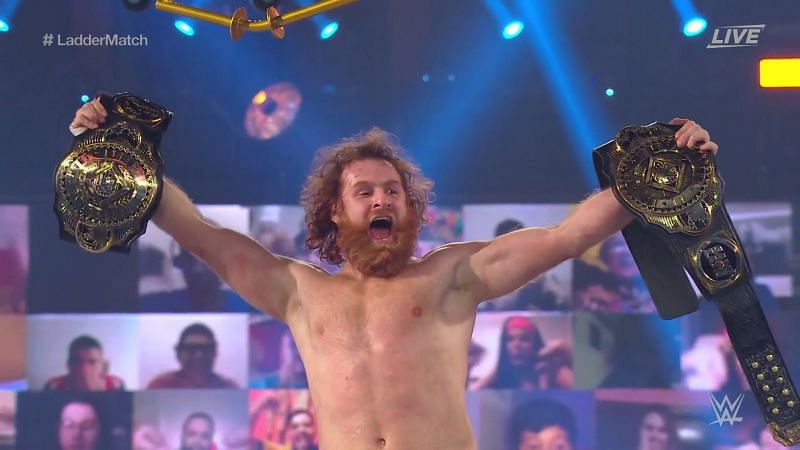 Sami Zayn reacts after becoming the undisputed Intercontinental Champion at  WWE Clash Of Champions 2020