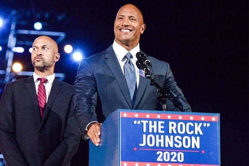 The Rock makes his point (Pic Source: Kevin Mazur/Getty Images)