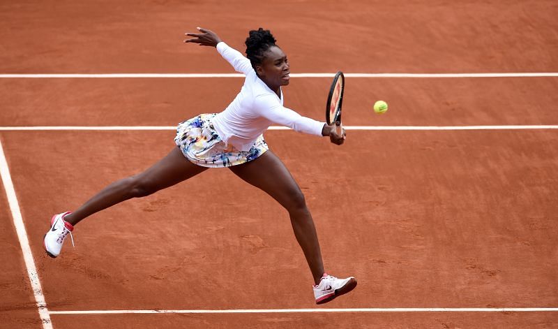 Venus Williams against Anna Schmiedlova at the French Open in 2014