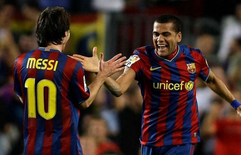 Lionel Messi (left) and Dani Alves