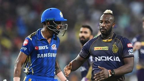 Hardik Pandya(L) and Andre Russell(R) will be extremely popular IPL Fantasy picks.