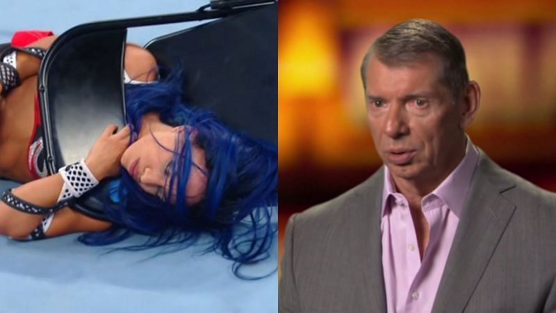 Sasha Banks and Vince McMahon.