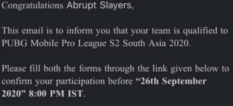 Invited received by Abrupt Slayers