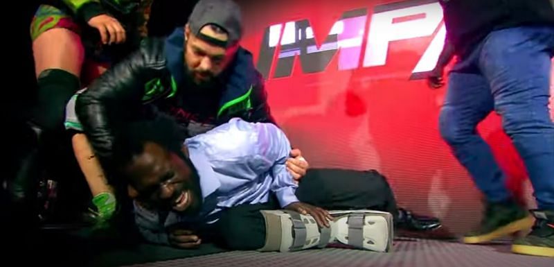 Rich Swann after being assaulted by Eric Young