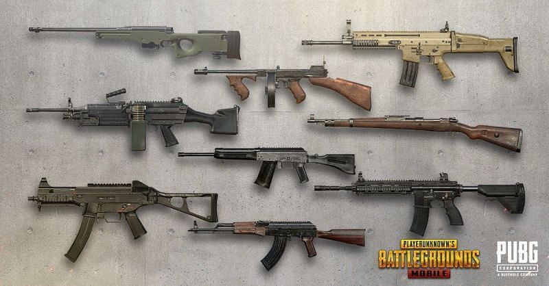 Guns in PUBG Mobile (Image Credits: Gfinity Esports)