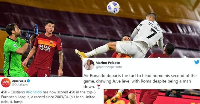 Twitter explodes as Cristiano Ronaldo's stunning brace helps rescue draw for 10-man Juventus