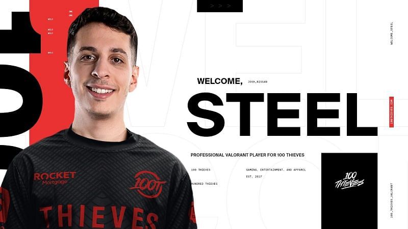 steel is the newest member of the 100 Thieves Valorant roster (Image credits: 100 Thieves)