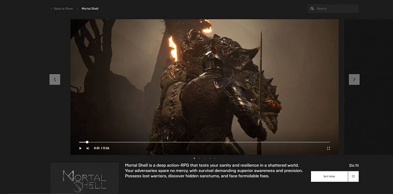 Mortal Shell on Epic Games Store
