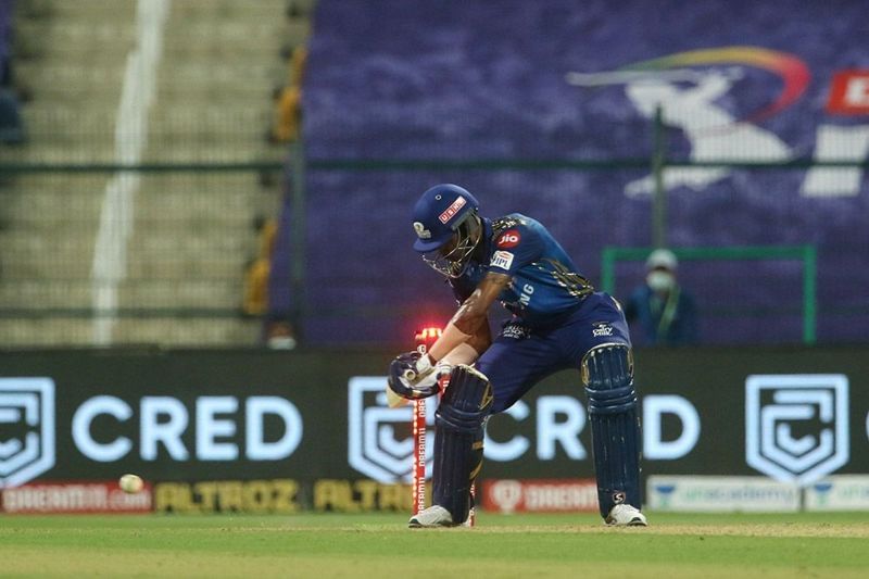 IPL 2020: Hardik Pandya got hit wicket in the penultimate over of Mumbai Indians&#039; innings (Image Courtesy: IPLT20.com)