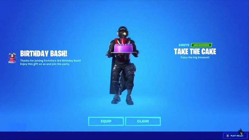 Fortnite Battle Royale will give out free &#039;Take the Cake&#039; emote on their third birthday in the game (Image credit: SinX6/YT)