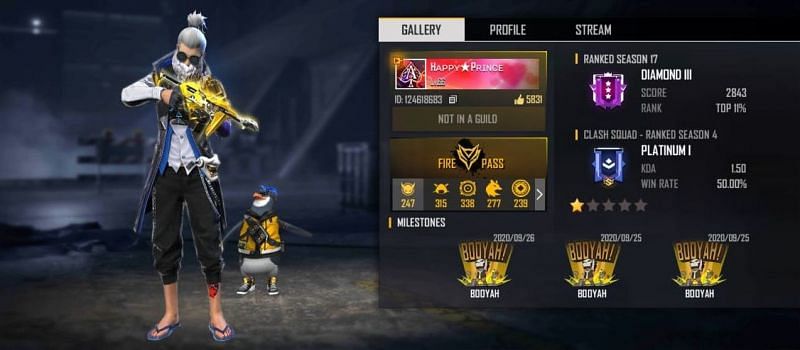 Happy Prince Gaming Boss’s Free Fire ID, stats, K/D ratio ...