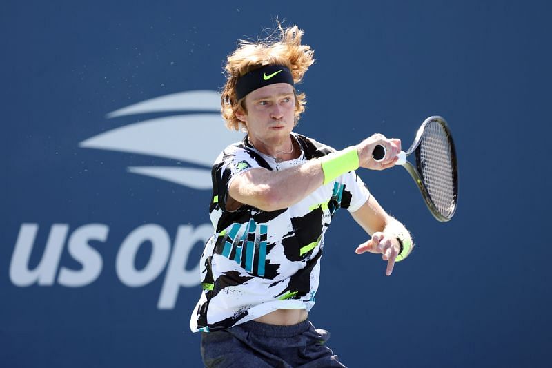 Andrey Rublev hits a forehand