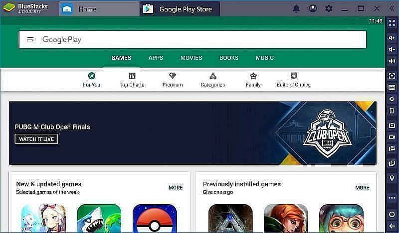 Search Free Fire using the search bar (Image Credits: Bluestacks.com)
