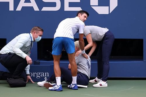 Novak Djokovic hit a lineswoman with the ball during the fourth round of the US Open