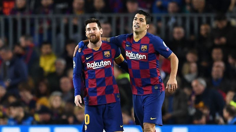 Lionel Messi and Luis Suarez (right)