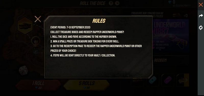 In-game rules of the event