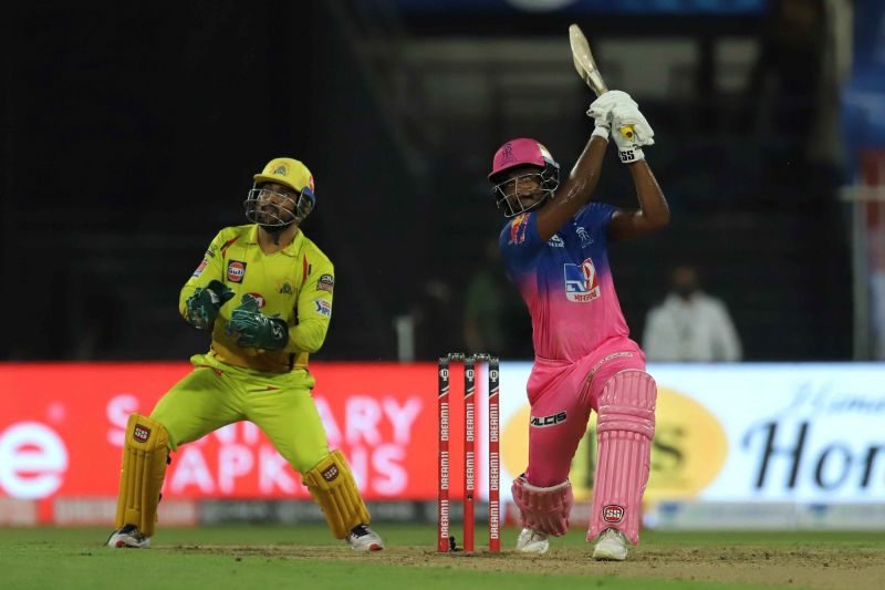 Sanju Samson in action for RR against CSK in IPL 2020