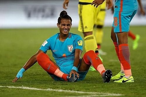 Anwar Ali representing the India U-17 side in the FIFA U-17 World Cup