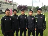 Anirudh Thapa, Prosenjit Chakraborty, Jerry Lalrinzuala, Baoringdao Bodo and Bedashwor Singh at FC Metz. Anirudh Thapa, Prosenjit Chakraborty, Jerry Lalrinzuala, Baoringdao Bodo and Bedashwor Singh at FC Metz.