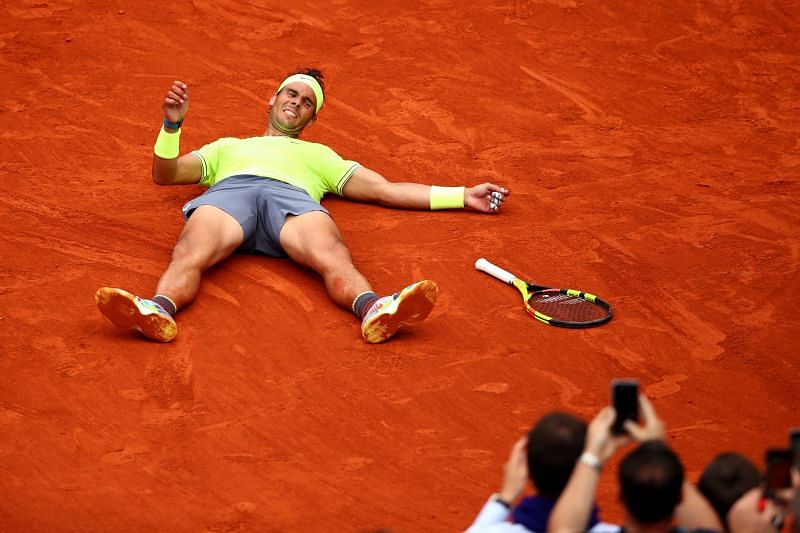 Rafael Nadal after winning the 2019 French Open at Roland Garros