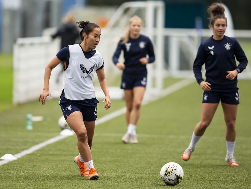 Bala Devi training with her Rangers teammates