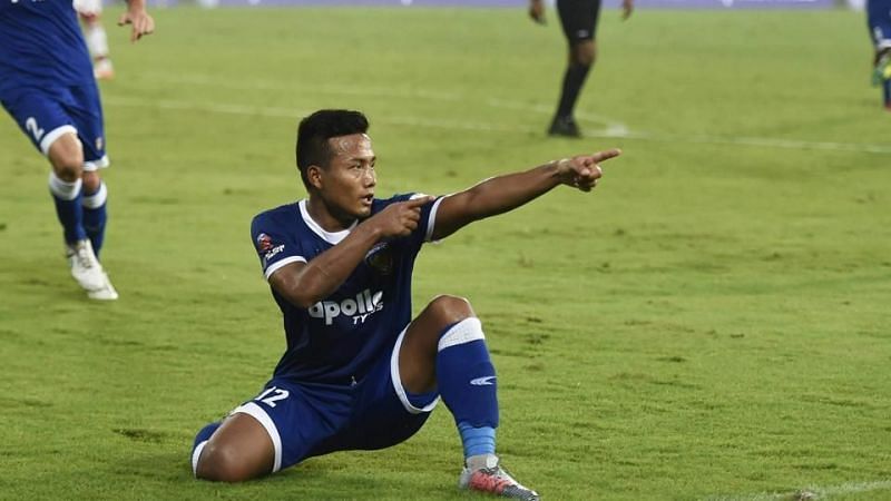 Jeje celebrating a goal in an ISL semi-final. (Photo: Twitter)