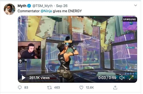 Myth&#039;s Tweet of Ninja commentating their stream
