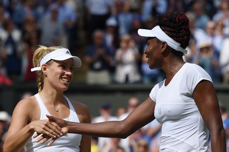 Angelique Kerber (L) and Venus Williams