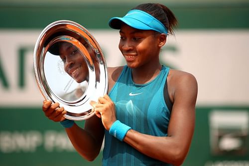 Coco Gauff at the 2018 junior French Open