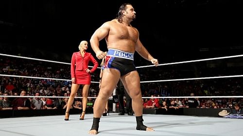 Rusev in WWE with Lana