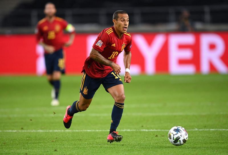 Thiago Alcantara of Spain runs with the ball during the UEFA Nations League