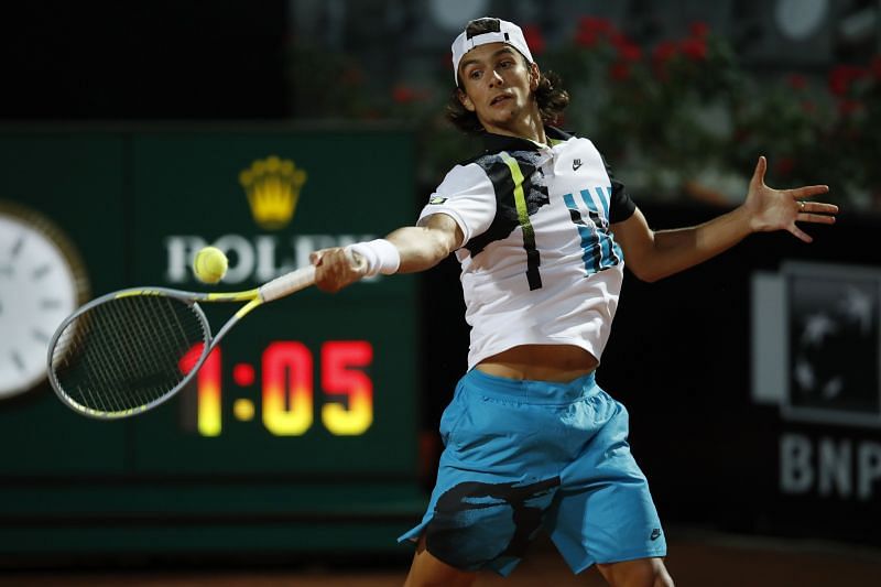  Lorenzo Musetti during his win over Kei Nishikori at the Italian Open