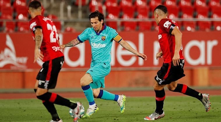 Lionel Messi during a La Liga game against Mallorca