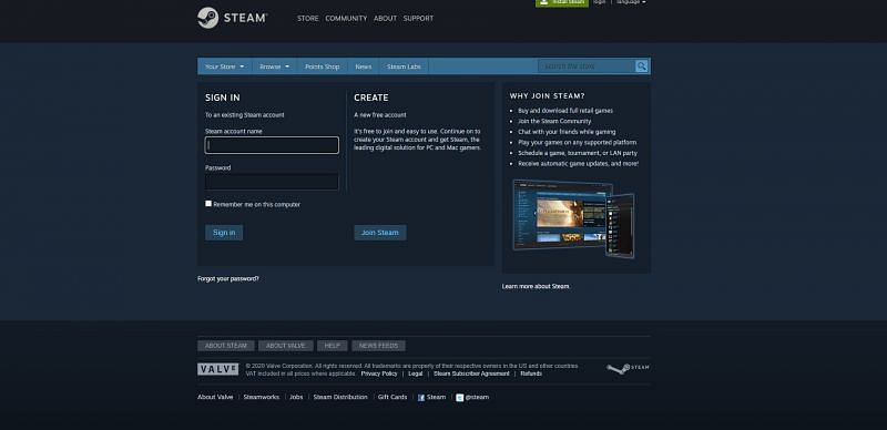 Create an account on Steam