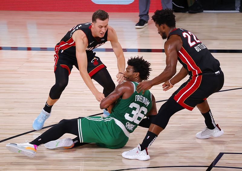 Marcus Smart in action against the Miami Heat