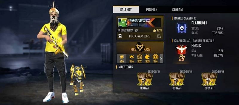 Pk Parwez S Pk Gamers Free Fire Id Stats K D Ratio And More