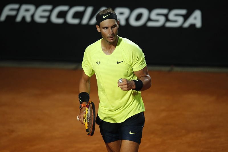 Rafael Nadal during his quarter-final match against Diego Schwartzman at the Italian Open