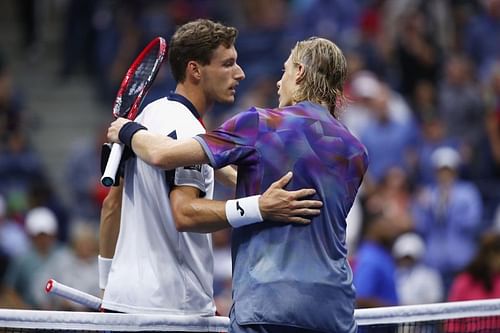 Pablo Carreno Busta (L) and Denis Shapovalov